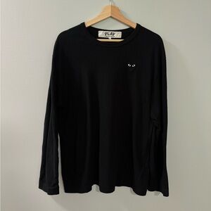 Comme des Garcons PLAY Black Long Sleeve Shirt with Heart Patch